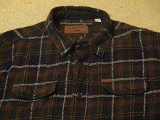 Orvis Heavy Flannel Shirt / Jacket Gold Black Plaid with Hand Pockets Men's XL