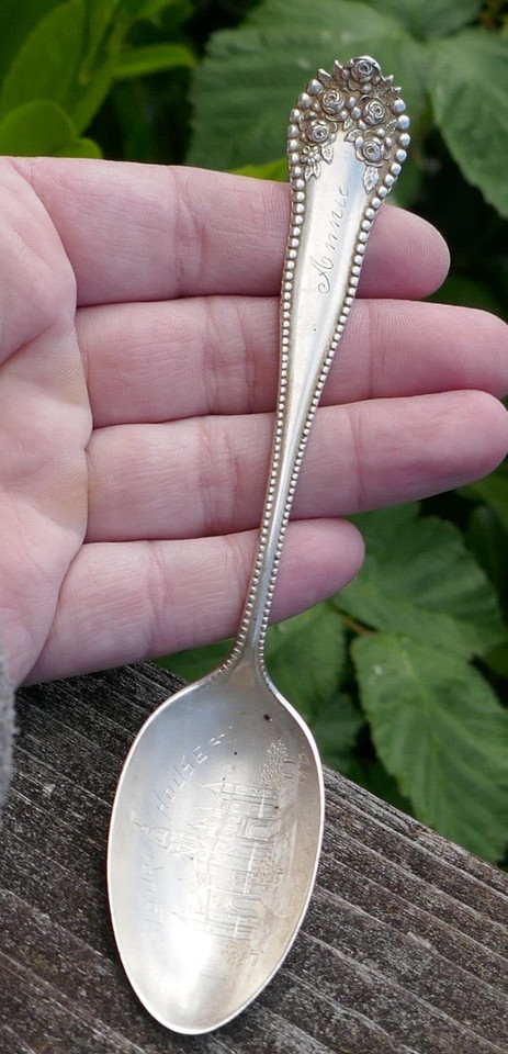 Antique Sterling Carthage, Missouri Court House Souvenir Spoon - Engraved Bowl