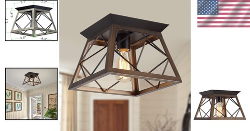 Antique Bronze Flush Mount Ceiling Lamp - Ideal for Entryway & Hallways - Picture 2 of 10