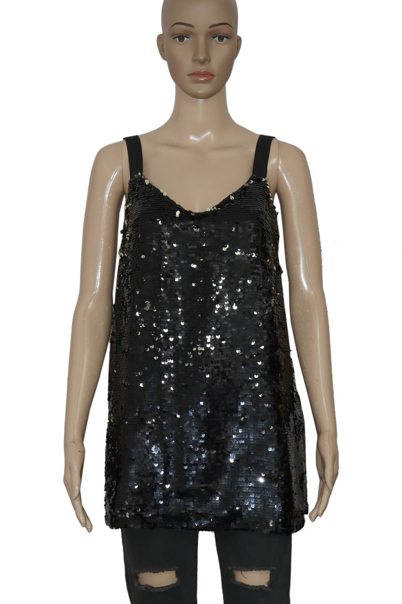 french connection sequin mini dress French Connection mini dress with shoulder pads in black sequin