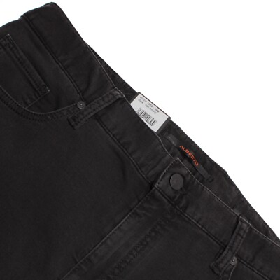 Alberto NWT 5 Pocket Jean Cut Pants Size 36 US Pipe Washed Black Cotton Blend