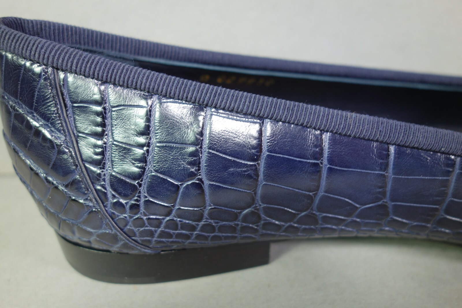 CHANEL 40 Navy Alligator ballet ballerina flats cap round toe "CC" NEW shoes image 7