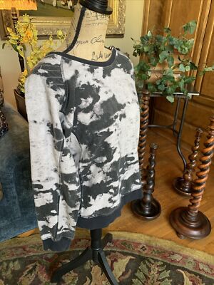 Chloe K  Acid Wash Sweatshirt Designer Edgy Look Quilted Zippers L 42  25 
