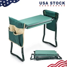 Foldable Garden Kneeler and Seat, Heavy Duty Gardening Bench with 2 Tool Pouches