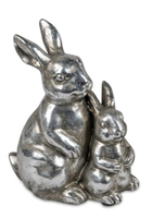 Formano Hase Mit Kind Ca. 14,5 Cm H Kunststein Antik-Silberne OberfläChe 710055