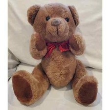 Vintage Commonwealth Brown Bear With Bow Stuffed Animal Plush Toy