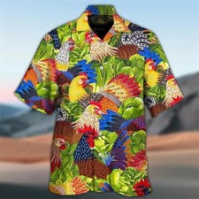 Colorful Chicken Rooster Hawaiian Shirt - Funny Farm Animal Summer Aloha Top