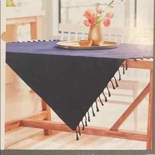 Threshold Fringed Navy Blue Table Throw  50" x 50"