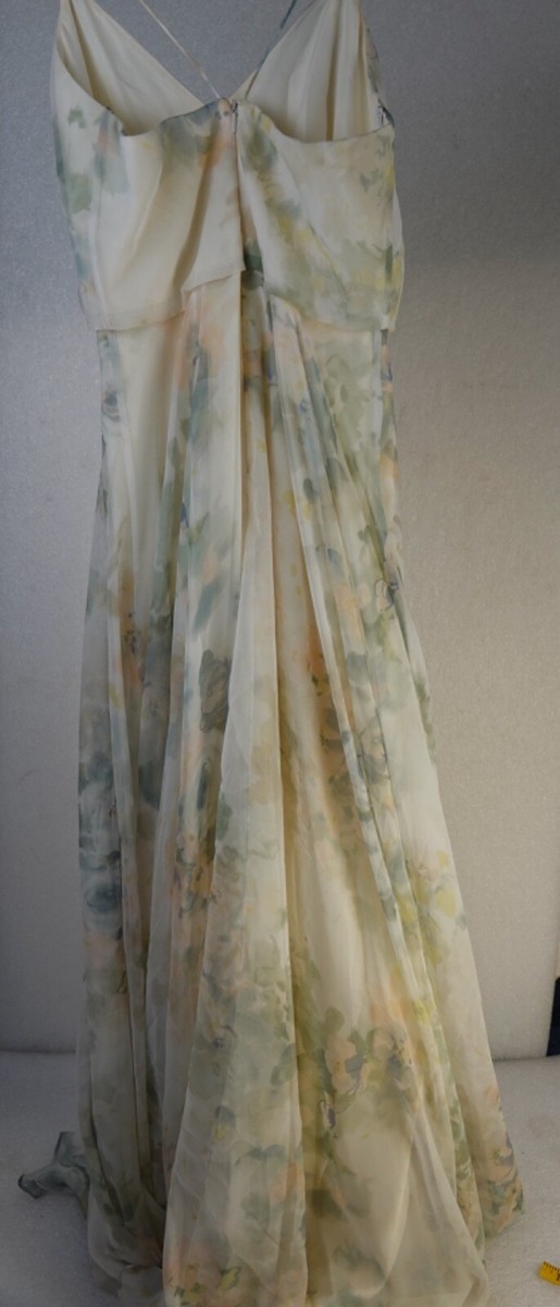 JENNY YOO COLLECTION SPRING FLORAL MILA PRINT CREME GREEN DRESS