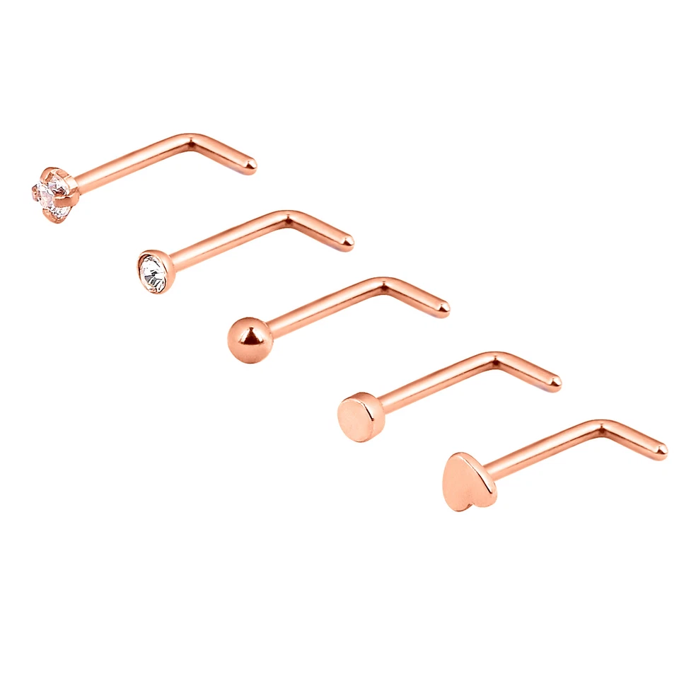 Kit de 30 piezas de anillos de nariz de perno prisionero de nariz de acero quirúrgico tornillo delgado L curvado hueso 20G Foto 4 de 4