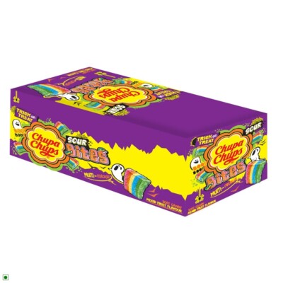 Chupa Chups Sour Bites, Mixed Fruit Flavour, Soft & Chewy Toffee Pack, 8 X 61.6