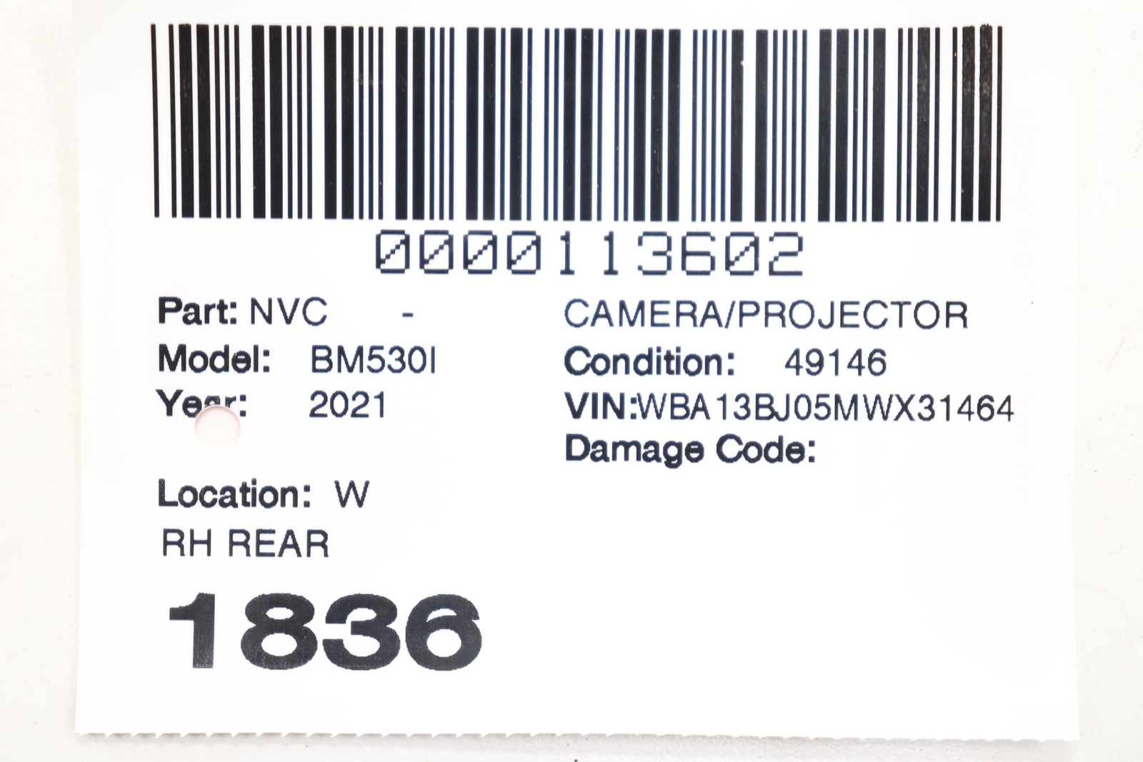2017 - 2023 BMW 530I G30 FRONT LEFT BLIND SPOT RADAR SENSOR UNIT OEM 66325A2B4D7