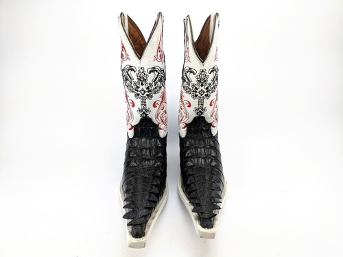 Botas Vaquero El General para Cuero Blanco e Imitación Negra Cola de Caimán Talla 6 596748549128 | eBay