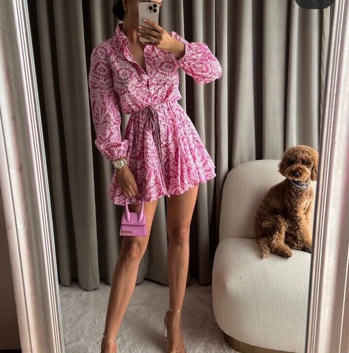 ワンピース DSQUARED2 Woman Dress Pink S75CV0604S22679 252 NEW ZARA SS22 PINK PRINTED MINI DRESS 4786/135 VESTIDO MINI