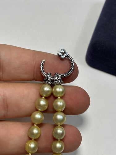 Barbara Bixby Sterling Silver & 18k Pearl & Blue Topaz Hinged Clasp Bracelet - Picture 8 of 11