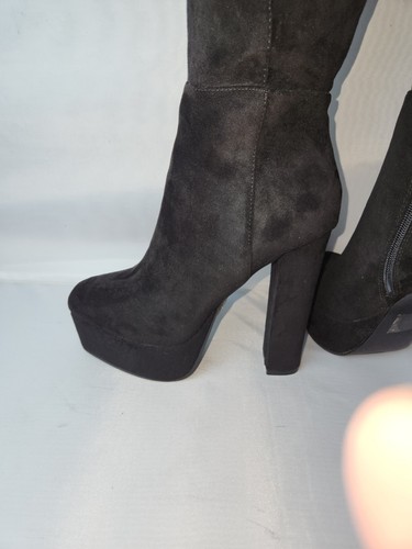 Womens Foxmac knee high boots black velvet 6 inch heels size 8 - Picture 6 of 14