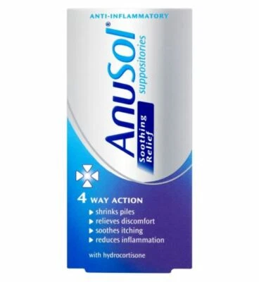Anusol Soothing Relief Suppositories NEW -Haemorrhoids Piles- Discreet Shipping