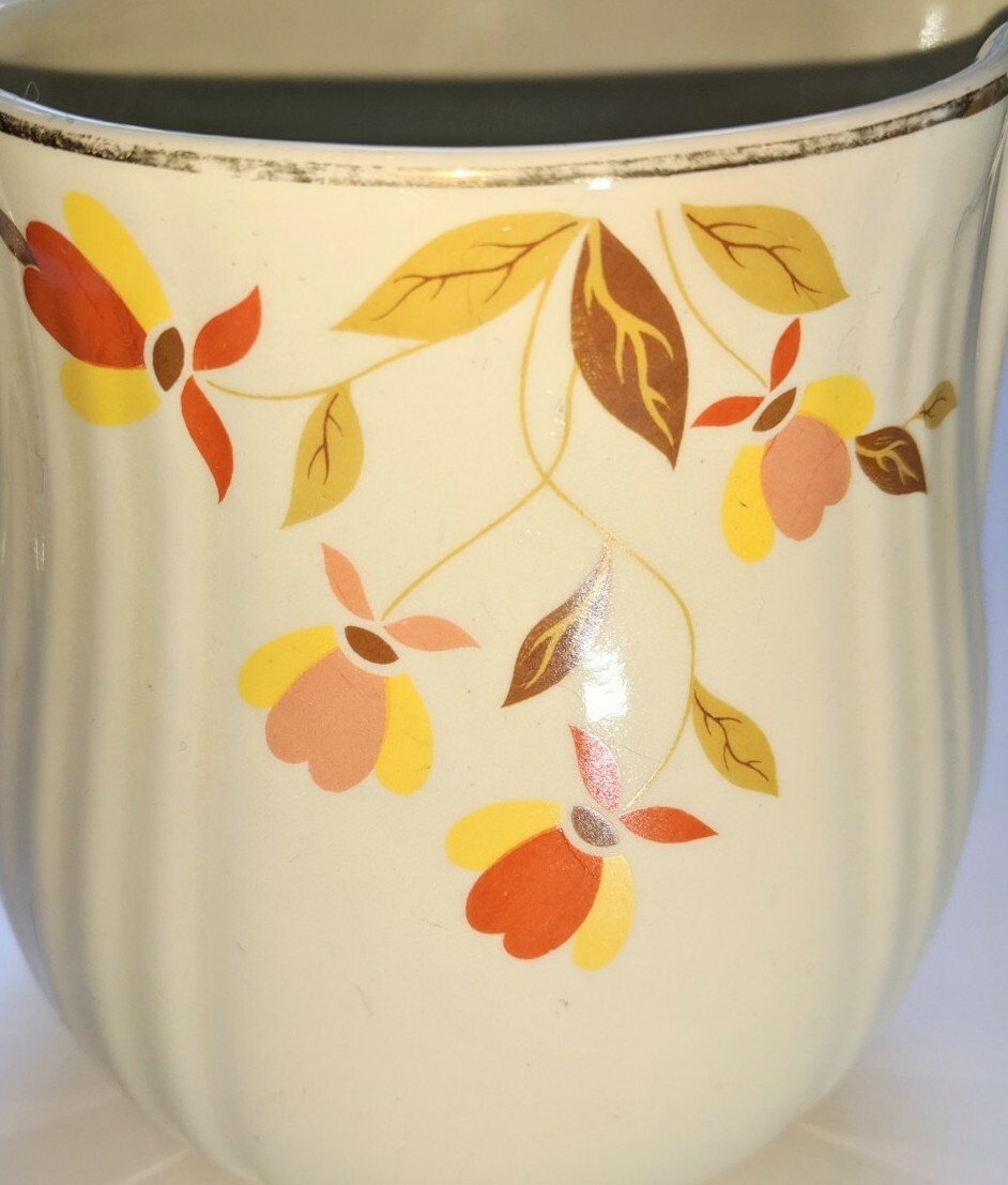 Hall's Superior Floral Autumn Leaf Pitcher Jewel Homemakers Kitchenware