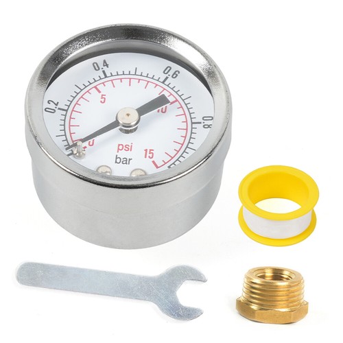 1/8" NPT Pressure Gauge 0-15 PSI with 3/8" Back Mount 1.5" Face Diameter - Picture 2 of 20