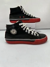PF Flyers Center Hi Top Shoes Black Canvas Red Mens Size 5 Woman’s 6.5 *read