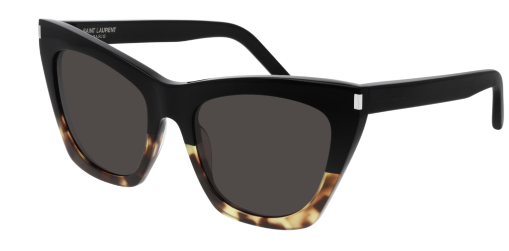 Saint Laurent SL 214 Kate 010 Havana occhiali da sole neri neri occhi di gatto