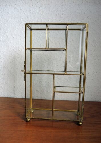 XS Glas Vitrine Messing Rahmen rechteckig ohne Spiegel Sammlerstück Miniatur - Bild 2 von 8