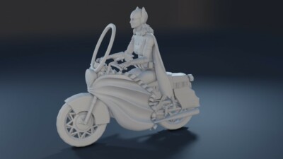 Batman Batgirl Bat Cycle 3D printed Yvonne Craig Figure Motorcycle 