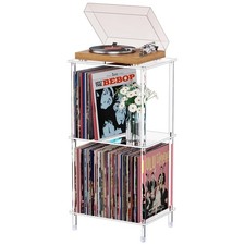 Acrylic Record Player Stand, 3-Tier Clear Turntable Table with Vinyl Record S...