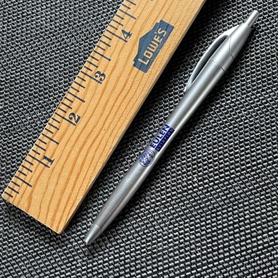 6'' EULEN Aviation Silver Push Button Biro Ball Point Pen Blue Logo