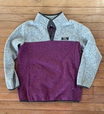 LL Bean Sweater Girls YL 14-16 Purple 1/4 T-Snap Fleece Pullover Read Desc