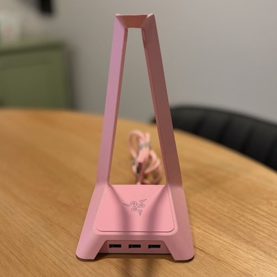 Razer Base Station Chroma Pink Headset Stand USB 3.0 Hub Lights Up V1 Tested