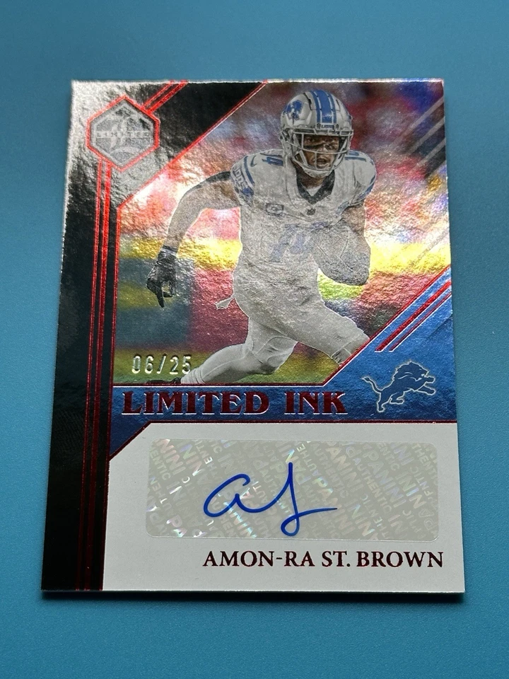 2022 Amon-Ra St. Brown (AU) Panini Limited Ink Ruby Spotlight */25 Auto - Image 4 of 4