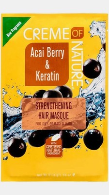 2 Packs  Creme of Nature Acai Berry & Keratin Strengthening Hair Mask 1.75 OZ