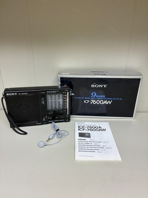 Vintage 80s Sony ICF-7600A FM MW SW 9-Band Portable World Receiver Radio Black