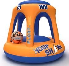 Swimming Pool Basketball Hoop by Hoop Shark - Orange/Blue Inflatable Hoop Ball