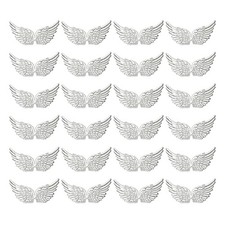 24Pcs Angel Wings for Crafts, Silver Angel Wings Wings 5.3 Inch