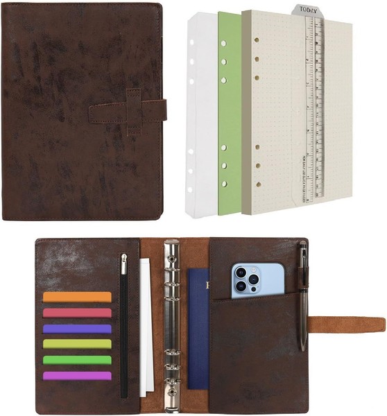 Wonderpool A5 Leder Ringbuch Tagebuch Notizbuch Organizer Ordner - NachfüLlbar-image