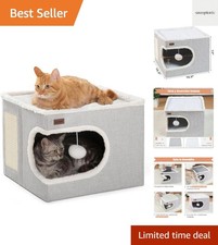 Cozy Cat Cube House with Scratch Pad  Machine-Washable Cover - 16.5" Grey