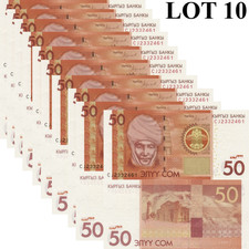 Kyrgyzstan 50 Som 2016 P 25b UNC 1/10 Budle Lot 10 pcs