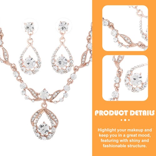 1 Zestaw Stras Naszyjnik Kolczyki Stras Biżuteria Zestaw Biżuteria ślubna - Zdjęcie 5 z 12