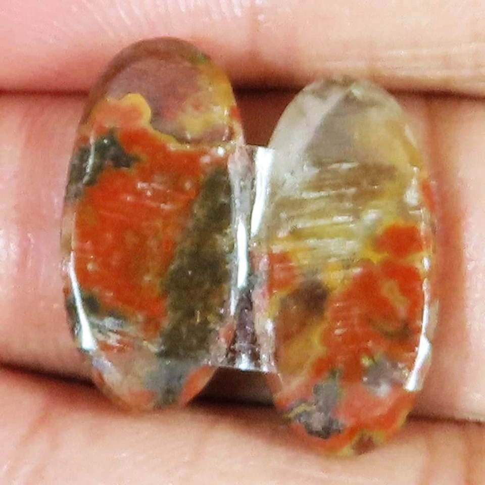 Par de piedras preciosas cabujón ovaladas marroquí natural 17,30 quilates 10x20x4 mm NF757 Foto 2 de 4