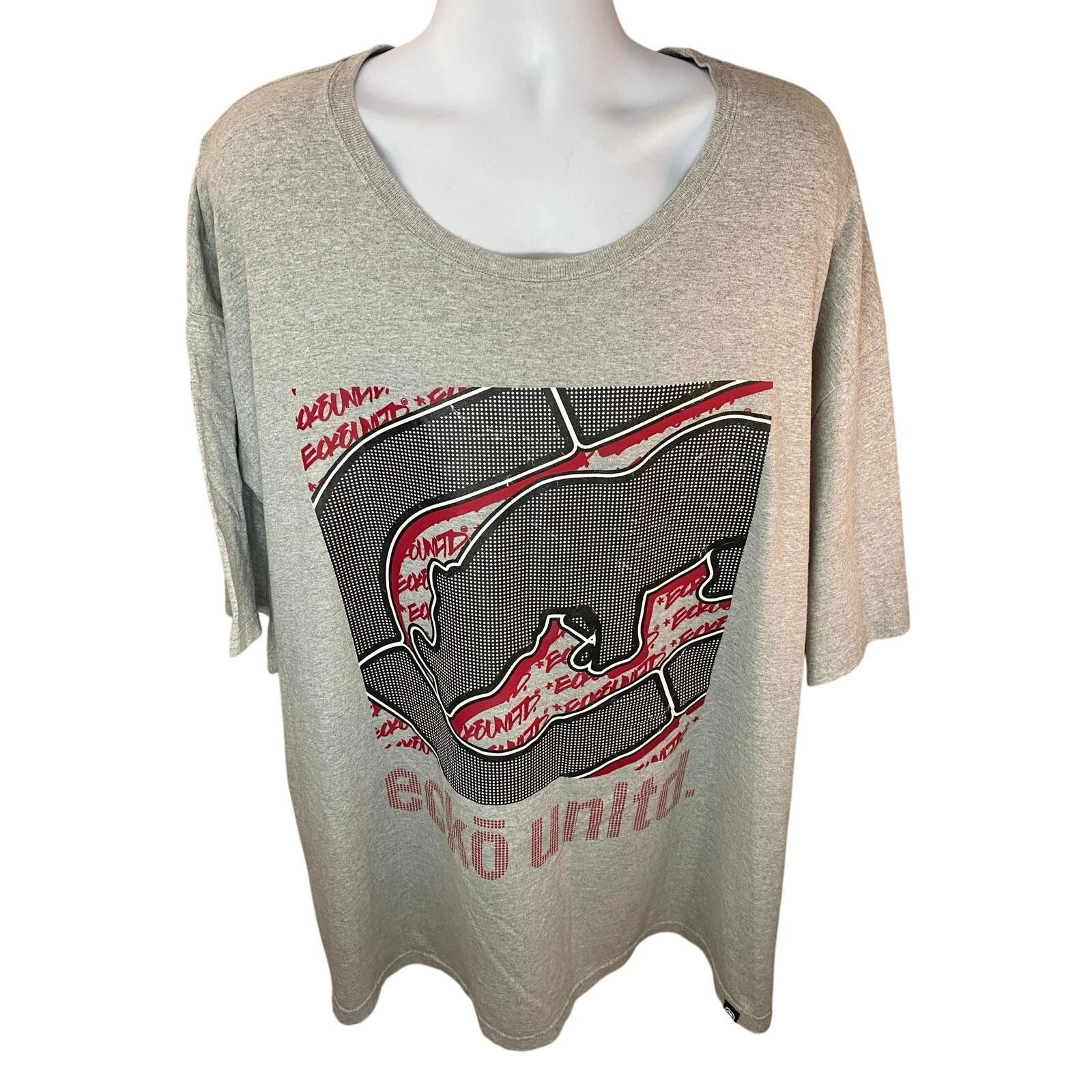 Ecko Unltd. Men’s Grey & Red T‑Shirt – Size 4XB – Y2K Style