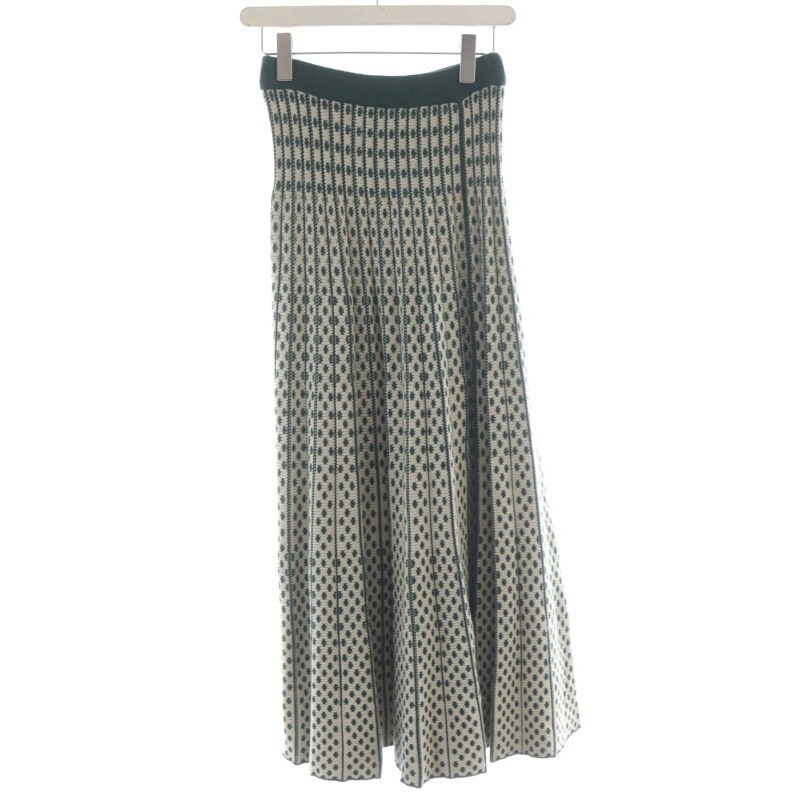 White & Green Dot Knit Maxi Skirt for Women - Torrazzo Donna