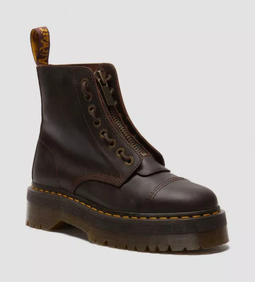 Dr. Martens Sinclair Crazy Horse Leder Plateau Stiefel in dunkelbraun alle Größen
