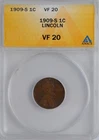 1909-S LINCOLN WHEAT CENT 1C - ANACS VF20 KEY DATE