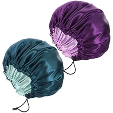 2 Pack Satin Bonnet for Sleeping, Adjustable Double Layer Satin Cap for Natur...