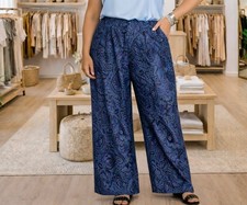 225 JOHNNY WAS sz Large Wide Leg Pleat Pant Lightweight Lyocell High Rise