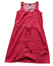 Tommy Hilfiger Pink Polka Dot Sleeveless Button Front Dress Tie Waist Small