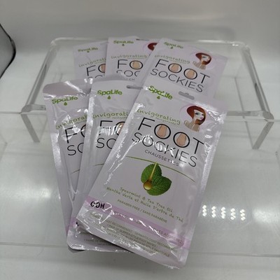 6 NEW Spa Life Invigorating Spearmint & Tea Tree Oil Foot Sockies