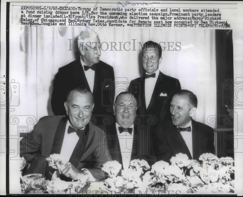 1962 Press Photo Democratic Party Officials & Local Workers Attend Fund Raiser
